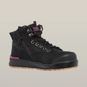 HARD YAKKA Women's 3056 Lace Up & Side Zip Safety Boot - Black