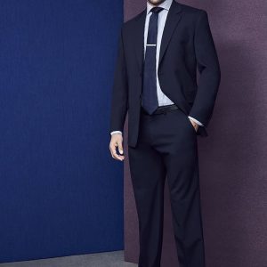 Biz corporate Mens Comfort Wool Stretch Flat Front Pant