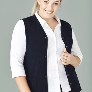 Biz Care Womens Button Front Knit Vest