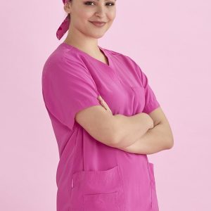 Biz Care Unisex Pink Printed Scrub Cap