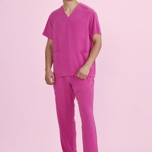 Biz Care Unisex Pink V-Neck Scrub Pant