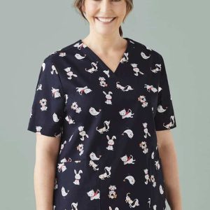 Biz Care Womens Printed Best Friends Scrub Top