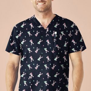 Biz Care Mens Easter V-Neck Short Sleeve Scrub Top