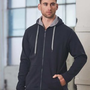 Winning Spirit Men's Full Zip Contrast Fleece Hoodie
