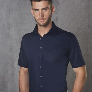 Benchmark Men's Dobby Striped Taped S/S Shirt