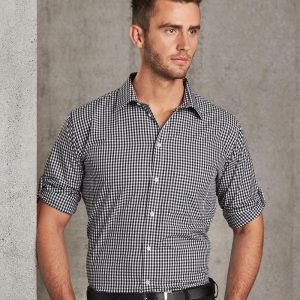 Benchmark Men's Gingham Check Roll-up L/S Shirt