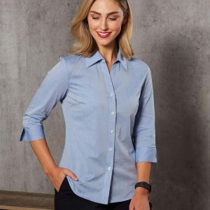 Benchmark Women's Fine Chambray 3/4 Sleeve Shirt