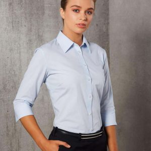 Benchmark Women's Fine Stripe 3/4 Sleeve Shirt