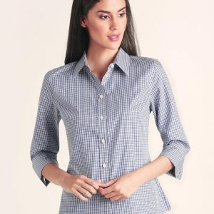 Benchmark Ladies' Two Tone Check 3/4 Sleeve Shirt