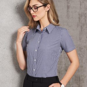 Benchmark Ladies' Two Tone Check S/S Shirt