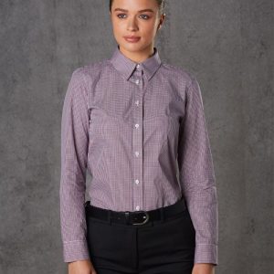 Benchmark Ladies' Two Tone Mini Check L/S Shirt