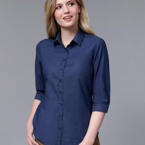 Benchmark Ladies' Pin Dot Stretch 3/4 Sleeve Shirt