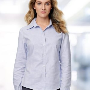 Benchmark Ladies' Dot Contrast Long Sleeve Shirt