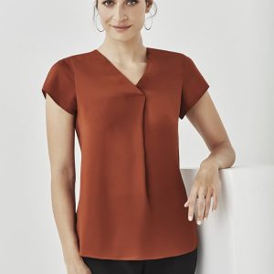 Biz corporate Womens Kayla V-Neck Pleat Blouse