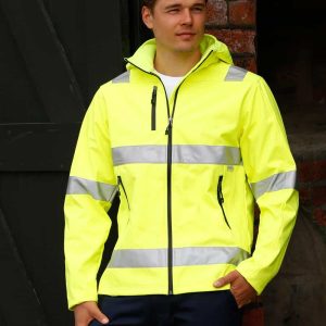 Aiw Hi-Vis Softshell Hooded Jacket With 3M Tape