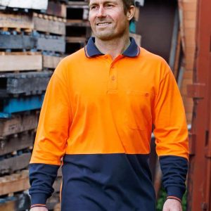 Aiw Hi-Vis Cotton Two Tone L/S Safety Polo