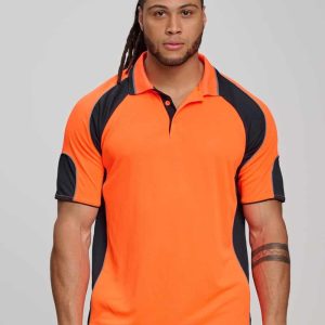 Aiw Men's Hi-Vis Cooldry Contrast Polo with Sleeve Panels