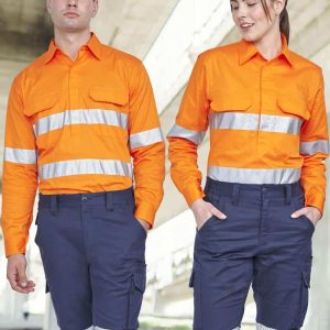 Aiw Hi Vis Cool-Breeze Closed Front L/S Shirt (Perforated Tape)