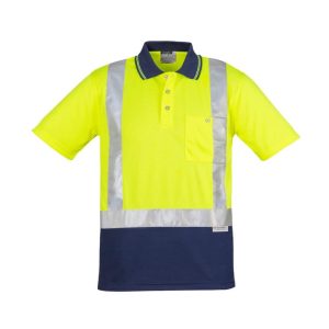 Syzmik Mens Hi Vis Spliced Short Sleeve Polo - Shoulder Taped