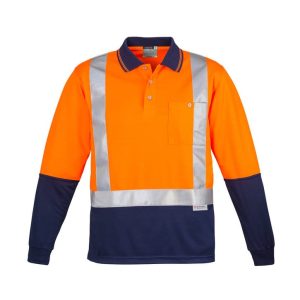 Syzmik Mens Hi Vis Spliced Long Sleeve Polo - Shoulder Taped
