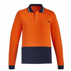 Syzmik Mens Hi Vis Cotton Long Sleeve Polo