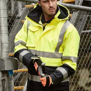 Syzmik Mens Orange Flame Arc Rated Antistatic Waterproof Jacket