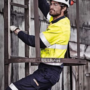 Syzmik Mens Orange Flame Hi Vis Closed Front Shirt - Hoop Taped