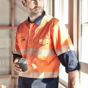 Syzmik Mens Rugged Cooling Hi Vis Segmented Tape Long Sleeve Shirt