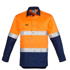Syzmik Mens Closed Front Long Sleeve Shirt - Hoop Taped