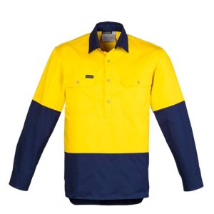Syzmik Mens Closed Front Long Sleeve Shirt