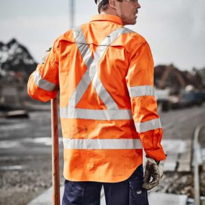 Syzmik Mens Hi Vis X Back Taped Long Sleeve Shirt