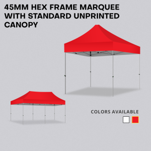 45mm Hex Alum Frame Marquee with Standard Unprinted Canopy