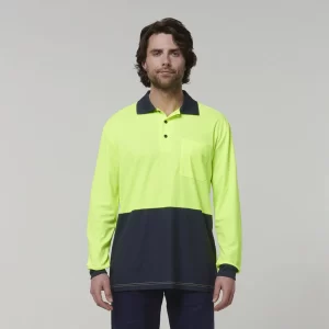 Mens Long Sleeve Hi Vis Polo