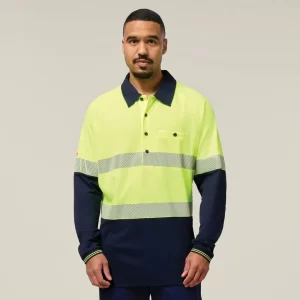 HI-VIS 2 Tone Taped Vented Long Sleeve Polo