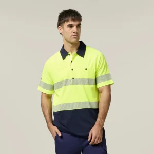 Hi-Vis 2 Tone Taped Vented Short Sleeve Polo