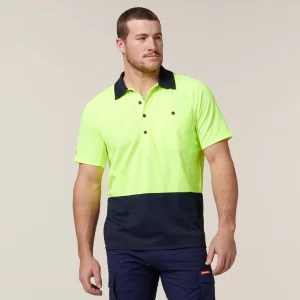 Hi-Vis 2 Tone Vented Short Sleeve Polo